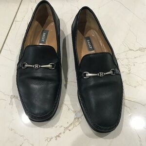Bally Men's Black Leather Slip-On Loafers
